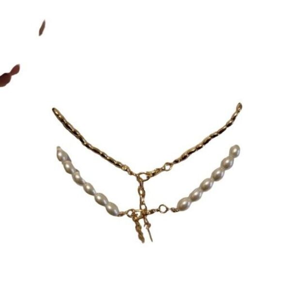 Sugarfix By Baublebar Gold Cream Nickel Free Adjustable Pearl Anklet Set 2 Pc - Picture 6 of 6